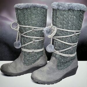 Justia Gray metallic Silver Lined Calf Boots